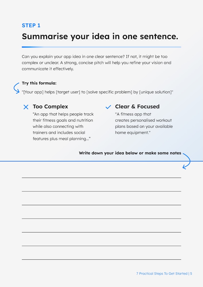 App Founders Roadmap - 7 Practical Steps To Get Started Guide Step 1 Page